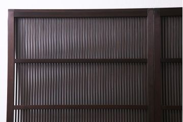 アンティーク建具　和製アンティーク　帯ガラス入り　レトロシックな格子戸2枚セット(引き戸、建具)(R-038279)