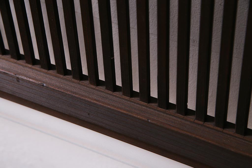 アンティーク建具　和製アンティーク　帯ガラス入り　レトロシックな格子戸2枚セット(引き戸、建具)(R-038279)