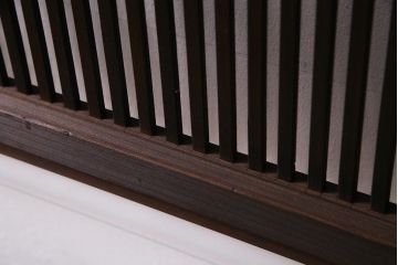 アンティーク建具　和製アンティーク　帯ガラス入り　レトロシックな格子戸2枚セット(引き戸、建具)(R-038279)