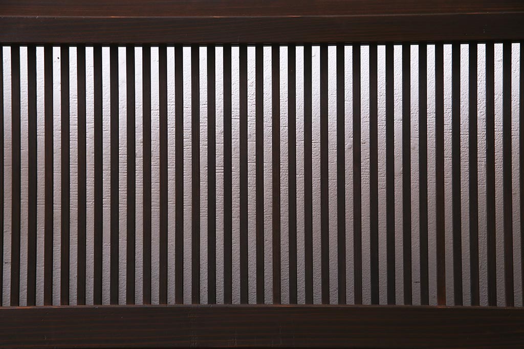 アンティーク建具　和製アンティーク　帯ガラス入り　レトロシックな格子戸2枚セット(引き戸、建具)(R-038279)