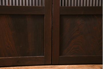 アンティーク建具　和製アンティーク　帯ガラス入り　レトロシックな格子戸2枚セット(引き戸、建具)(R-038279)