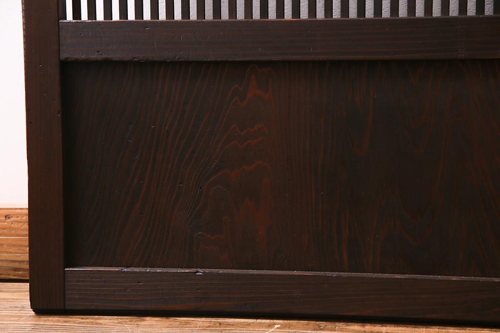 アンティーク建具　和製アンティーク　帯ガラス入り　レトロシックな格子戸2枚セット(引き戸、建具)(R-038279)