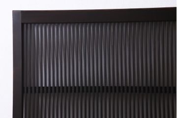 アンティーク建具　和製アンティーク　帯ガラス入り　レトロシックな格子戸2枚セット(引き戸、建具)(R-038279)