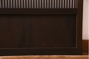 アンティーク建具　和製アンティーク　帯ガラス入り　レトロシックな格子戸2枚セット(引き戸、建具)(R-038279)