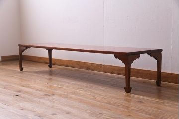 アンティーク家具　レアサイズ!　総ケヤキ材　天板一枚板　漆塗りが綺麗な文机(座机、ローテーブル、花台)(R-038288)