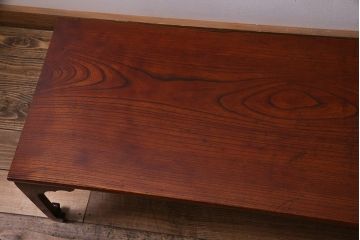アンティーク家具　レアサイズ!　総ケヤキ材　天板一枚板　漆塗りが綺麗な文机(座机、ローテーブル、花台)(R-038288)