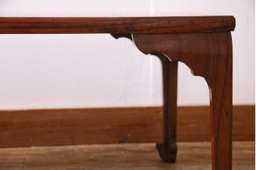 アンティーク家具　レアサイズ!　総ケヤキ材　天板一枚板　漆塗りが綺麗な文机(座机、ローテーブル、花台)(R-038288)