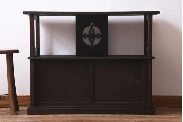 ビンテージ家具　民芸家具　高級杉材　品のある佇まいが魅力的な茶棚(飾り棚、戸棚、ヴィンテージ)(R-038289)