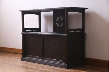 ビンテージ家具　民芸家具　高級杉材　品のある佇まいが魅力的な茶棚(飾り棚、戸棚、ヴィンテージ)(R-038289)