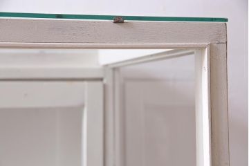 アンティーク家具　ペイント家具　脚付リメイク　空間を明るく彩るガラスケース(陳列棚、ショーケース、飾り棚)(R-038292)