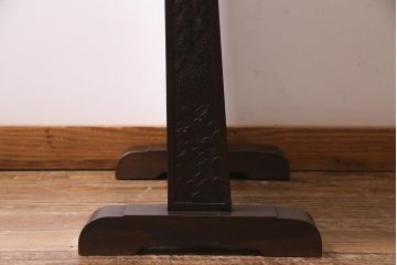 ビンテージ家具　伝統工芸　軽井沢彫り　昭和中期　 繊細な桜の彫りが目を引く姿見(鏡、ミラー)(R-038305)