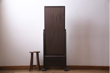 ビンテージ家具　伝統工芸　軽井沢彫り　昭和中期　 繊細な桜の彫りが目を引く姿見(鏡、ミラー)(R-038305)