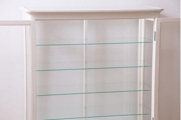 ペイント家具　和製アンティーク　昭和初期　淡いカラーがお洒落なガラスケース(ショーケース、陳列棚、飾り棚)(R-038307)