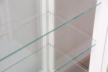 ペイント家具　和製アンティーク　昭和初期　淡いカラーがお洒落なガラスケース(ショーケース、陳列棚、飾り棚)(R-038307)