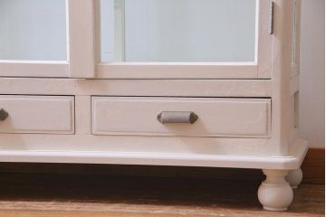 ペイント家具　和製アンティーク　昭和初期　淡いカラーがお洒落なガラスケース(ショーケース、陳列棚、飾り棚)(R-038307)