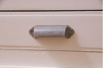 ペイント家具　和製アンティーク　昭和初期　淡いカラーがお洒落なガラスケース(ショーケース、陳列棚、飾り棚)(R-038307)