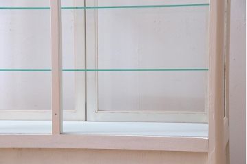 ペイント家具　和製アンティーク　昭和初期　淡いカラーがお洒落なガラスケース(ショーケース、陳列棚、飾り棚)(R-038307)