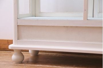 ペイント家具　和製アンティーク　昭和初期　淡いカラーがお洒落なガラスケース(ショーケース、陳列棚、飾り棚)(R-038307)