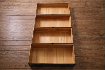 アンティーク家具　大正昭和初期　和製アンティーク　脚付きリメイク　丸金具が渋さを引き立たせる松本衣装箪笥(時代箪笥、チェスト、引き出し)(R-038311)