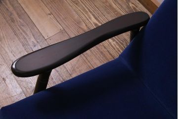 アンティーク家具　昭和初期　深みのあるブルーがお洒落なロッキングチェア(アームチェア)(R-038316)