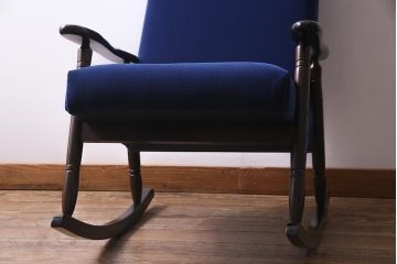 アンティーク家具　昭和初期　深みのあるブルーがお洒落なロッキングチェア(アームチェア)(R-038316)