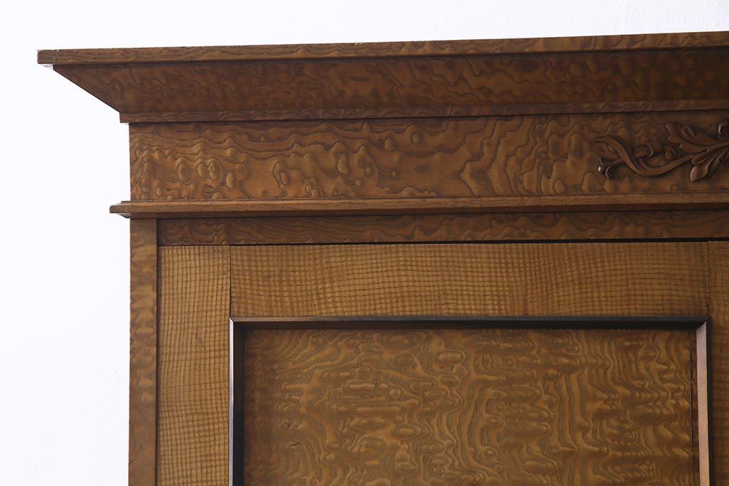 アンティーク家具　特注品　タモ材玉杢　桐材　凝ったつくりが魅力の高級感溢れる2WAY重ね箪笥(衣装箪笥、引き出し、桐箪笥、桐たんす)(R-038320)