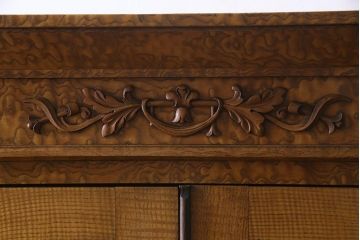 アンティーク家具　特注品　タモ材玉杢　桐材　凝ったつくりが魅力の高級感溢れる2WAY重ね箪笥(衣装箪笥、引き出し、桐箪笥、桐たんす)(R-038320)