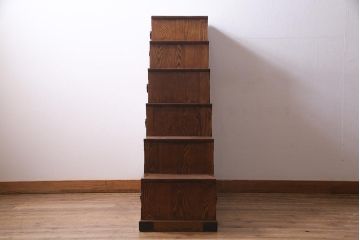 新古品　民芸家具　ニレ無垢材　雲竜金具　両面使い!ユニット型階段箪笥(和タンス)(R-038322)