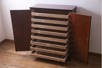 当店リメイク家具　伝統民芸　岩谷堂箪笥　棚板リメイク　衣装盆付き　2WAYが便利な衣装箪笥(チェスト、引き出し、収納棚)(R-038325)