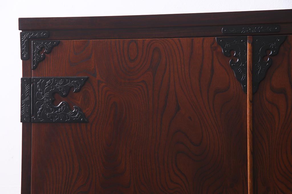 当店リメイク家具　伝統民芸　岩谷堂箪笥　棚板リメイク　衣装盆付き　2WAYが便利な衣装箪笥(チェスト、引き出し、収納棚)(R-038325)