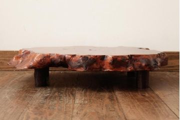 ヴィンテージ雑貨　カリン(花梨)材瘤　脚付花台(飾り台、盆栽卓、ビンテージ)(R-038330)