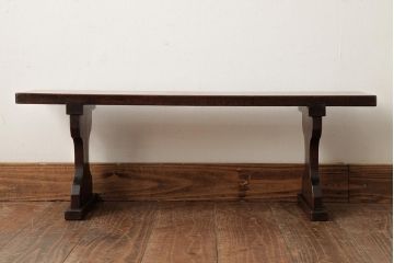アンティーク雑貨　総ケヤキ材　文机のようなデザインの花台(飾り台)(R-038332)