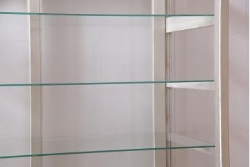 アンティーク家具　ペイント　優しげなカラーが魅力的なガラスケース(ショーケース、陳列棚)(R-038334)