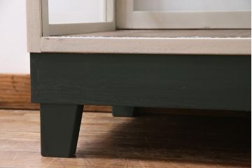 アンティーク家具　ペイント　優しげなカラーが魅力的なガラスケース(ショーケース、陳列棚)(R-038334)