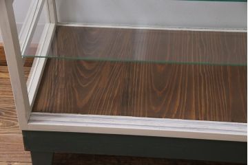 アンティーク家具　ペイント　優しげなカラーが魅力的なガラスケース(ショーケース、陳列棚)(R-038334)