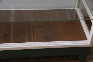 アンティーク家具　ペイント　優しげなカラーが魅力的なガラスケース(ショーケース、陳列棚)(R-038334)