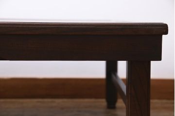 アンティーク家具　大正昭和初期　総ケヤキ一枚板　上品な佇まいが魅力の角ちゃぶ台(折りたたみテーブル、座卓、ローテーブル)(R-038340)