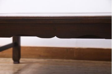 アンティーク家具　大正昭和初期　総ケヤキ一枚板　上品な佇まいが魅力の角ちゃぶ台(折りたたみテーブル、座卓、ローテーブル)(R-038340)