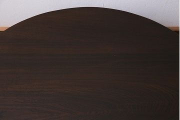 アンティーク家具　昭和初期　栓材　一枚板　渋みのある色味が魅力の丸ちゃぶ台(折りたたみテーブル、座卓、ローテーブル)(R-038341)