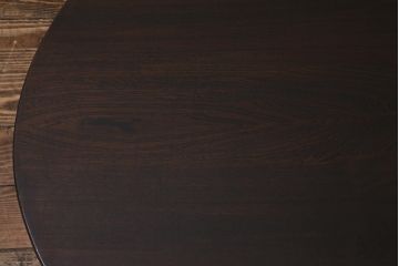アンティーク家具　昭和初期　栓材　一枚板　渋みのある色味が魅力の丸ちゃぶ台(折りたたみテーブル、座卓、ローテーブル)(R-038341)