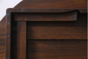 アンティーク家具　昭和初期　栓材　一枚板　渋みのある色味が魅力の丸ちゃぶ台(折りたたみテーブル、座卓、ローテーブル)(R-038341)