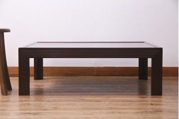 中古　松本民芸家具　ヴィンテージ家具　ビンテージ　絶版品　超希少!幕板と脚の意匠が魅力的なG型座卓(ローテーブル)(R-038343)