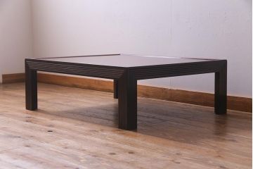 中古　松本民芸家具　ヴィンテージ家具　ビンテージ　絶版品　超希少!幕板と脚の意匠が魅力的なG型座卓(ローテーブル)(R-038343)