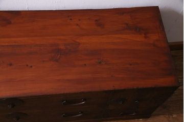 アンティーク家具　前面桐材　味わい深い木肌が魅力的な最上箪笥(ローボード、ローチェスト、衣装箪笥、桐箪笥、桐たんす)(R-038344)