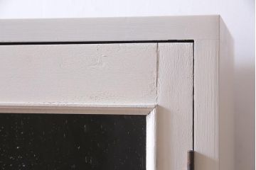 ラフジュ工房オリジナル　古建具リメイク　気泡ガラス・ダイヤガラス　ナチュラルなペイントがお洒落なブックケース(本箱、収納棚、キャビネット)(R-038350)