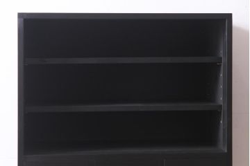 ラフジュ工房オリジナル　古建具リメイク　すりガラス入り　洗練された和の雰囲気を放つ重ね戸棚(書院戸、組子、キャビネット、収納棚)(R-038355)