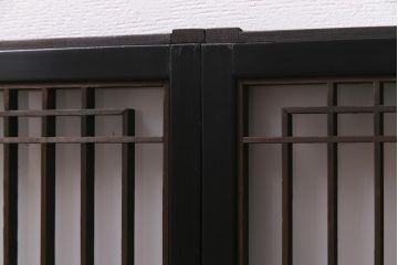 ラフジュ工房オリジナル　古建具リメイク　すりガラス入り　洗練された和の雰囲気を放つ重ね戸棚(書院戸、組子、キャビネット、収納棚)(R-038355)