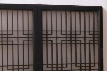 ラフジュ工房オリジナル　古建具リメイク　すりガラス入り　洗練された和の雰囲気を放つ重ね戸棚(書院戸、組子、キャビネット、収納棚)(R-038355)