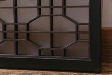ラフジュ工房オリジナル　古建具リメイク　すりガラス入り　洗練された和の雰囲気を放つ重ね戸棚(書院戸、組子、キャビネット、収納棚)(R-038355)