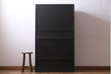 ラフジュ工房オリジナル　古建具リメイク　すりガラス入り　洗練された和の雰囲気を放つ重ね戸棚(書院戸、組子、キャビネット、収納棚)(R-038355)